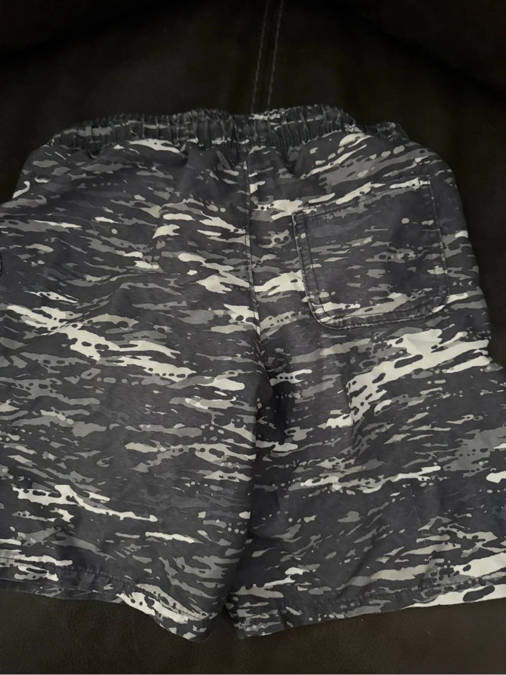 Boys Swim Trunks - Gray Camouflage with Lime Drawstring size Med 8 GUC